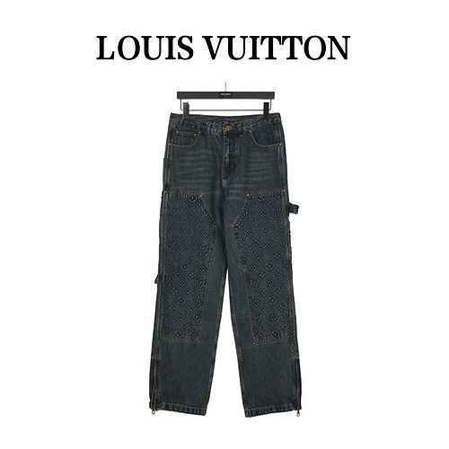 Jeans in denim da lavoro vintage con goffratura Louis Vuitton