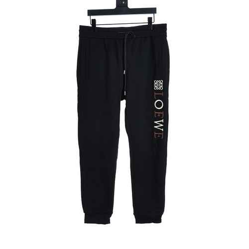 LoeweLoewe 23Fw Pantaloni in cotone con logo colorblock ricamato