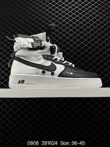 2 Air Force SFAF Nero Air Force High Top con cerniera Scarpe avvolte in pizzo spesso con stile milit