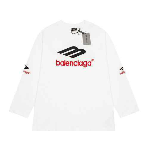 High quality BAL Balenciaga M logo embroidered long sleeved T-shirt