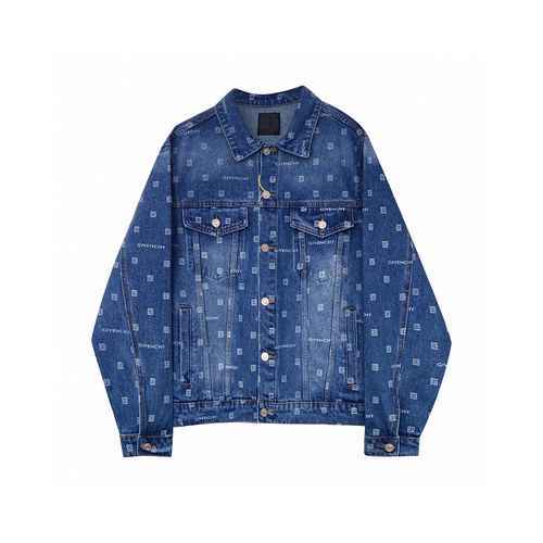 Givenchy GVC 23Ss Autunno e Inverno Nuovo 4G Lettera Logo Cappotto in denim lavato resistente da uom