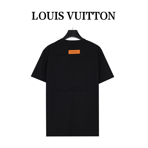 Louis VuittonTshirt a maniche corte ricamata con toppa a forma di fiore vecchio con logo grande Loui