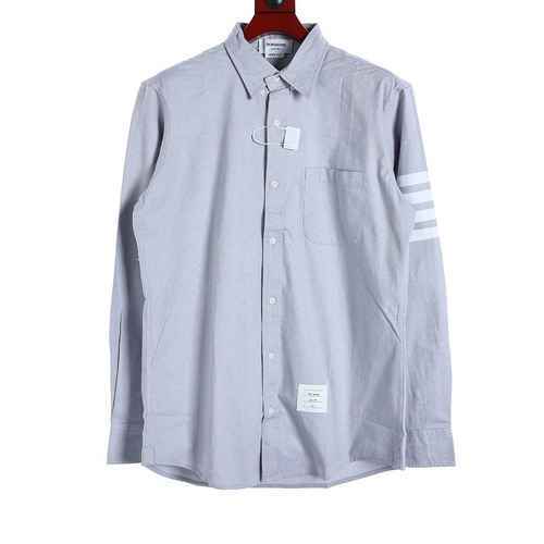 Camicia a maniche lunghe in flanella a righe Four Bar Grigio chiaro