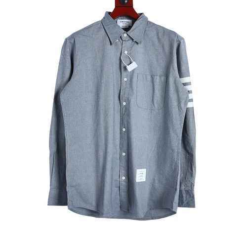 Camicia a maniche lunghe in flanella a righe Four Bar Grigio chiaro