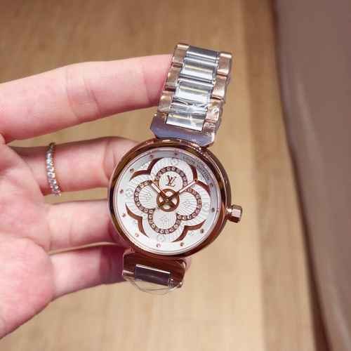 Orologio LV da donna con movimento meccanico originale completamente automatico, cassa in acciaio di