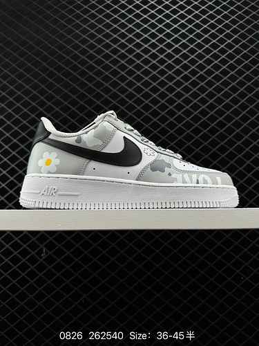 2 Tema anime personalizzato popolare ufficiale Nike Air Force Low 7 grigio fiore bianco abbinato Air