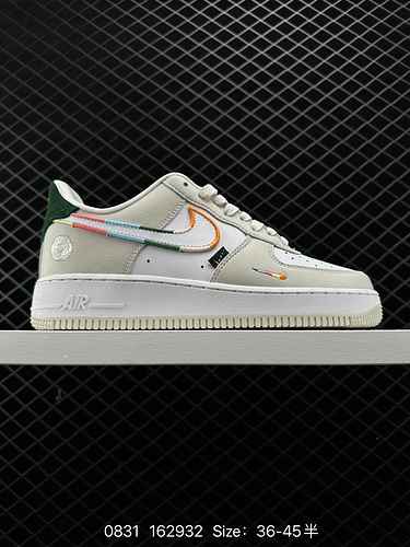 6 Nike Air Forceamp x27 7 Air Force One Scarpe da tavolo sportive basse Cuciture Gancio colorato Num