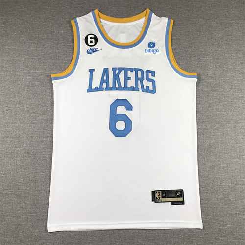 Lakers No 6 James 23 Stagione Classico Bianco