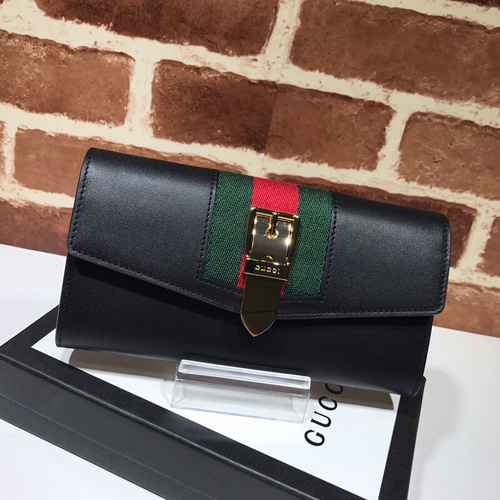 GUCCI Portafoglio lungo da donna con clip realizzato in materiale di tela importato Consegna di alta