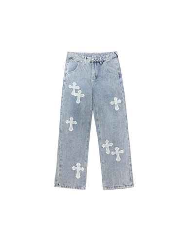 Jeans incrociati in pelle vecchia con lavaggio blu denim classico CHCroix