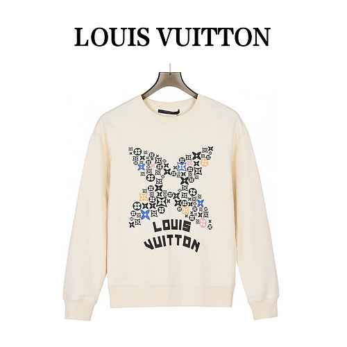 Maglione girocollo in cotone stampato a quattro foglie di Louis Vuitton 23ss