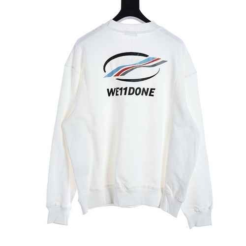 We11done Maglione girocollo con stampa a righe colorate e onde