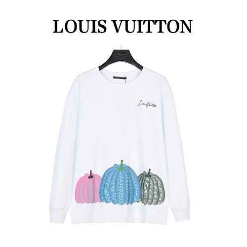 Maglione girocollo in cotone con stampa zucca 23ss marchiato Louis Vuitton x Kusama Yoshinori Co