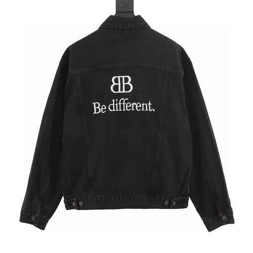 BLCG 23 Nuovo cappotto in denim con logo ricamato con lettera Be Different