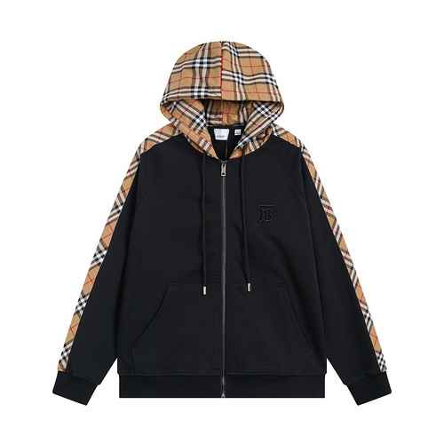 BurberryCappotto maglione con cerniera con piccolo pannello scozzese ricamato Burberry 23Fw