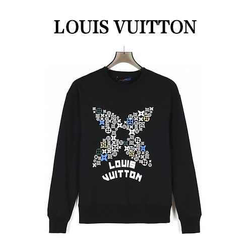 Maglione girocollo in cotone stampato a quattro foglie di Louis Vuitton 23ss