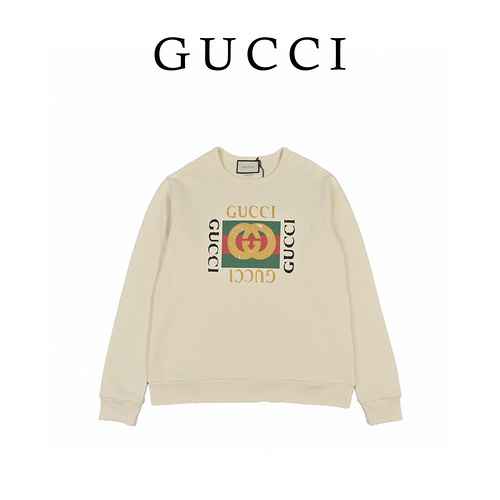 Maglione girocollo stampato con lettera logo quadrato classico invecchiato Gucci