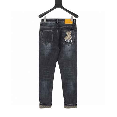 Jeans con logo ricamato G Family Back Bear