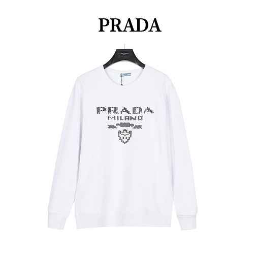 PradaMaglione Prada 23Fw Girocollo In Cotone Con Ricamo Logo Mosaico