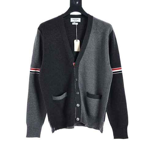 Cardigan con polsini in tessuto a doppia manica