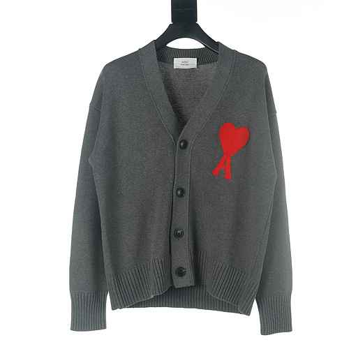 Cardigan maglione ricamato a cuore AMI PARIS 21FW