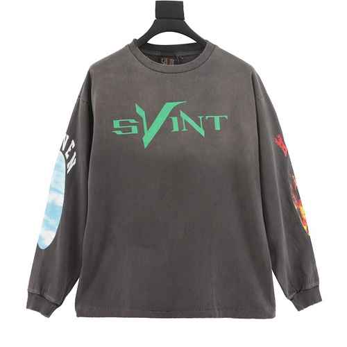 SAINT MICHAEL X VLONE Co brand 22FW Manica lunga con stampa diavolo e angelo