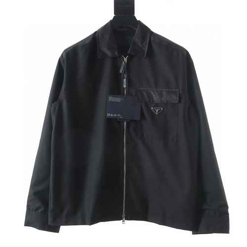 Prada PRD 22FW Camicia a maniche lunghe con cerniera con pannello in nylon