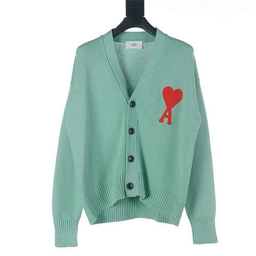 Cardigan maglione ricamato a cuore AMI PARIS 21FW