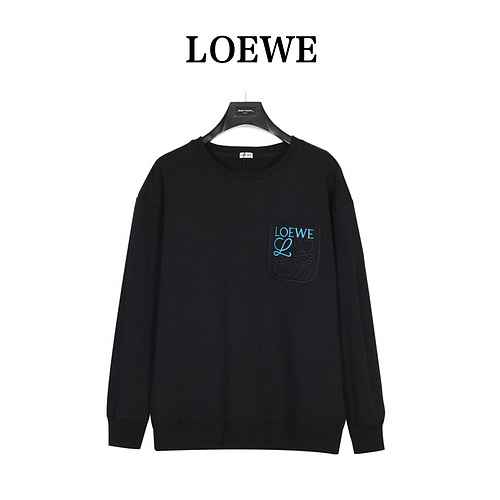 LoeweMaglione girocollo ricamato a contrasto con logo tascabile Loewe 3D