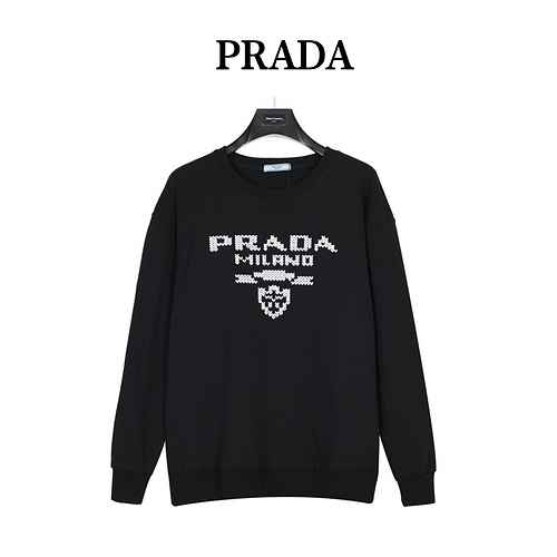 PradaMaglione Prada 23Fw Girocollo In Cotone Con Ricamo Logo Mosaico