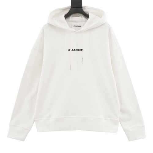 Felpa con cappuccio stampata semplice con logo Jil Sander