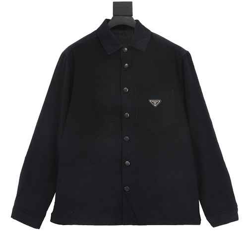 Prada PRD 23SS Cappotto camicia a maniche lunghe in velluto a coste sottile