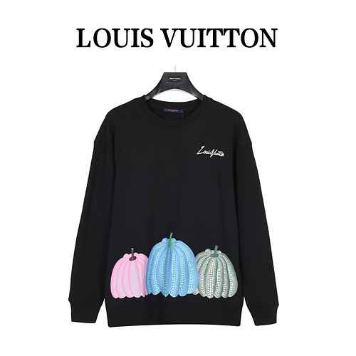 Maglione girocollo in cotone con stampa zucca 23ss marchiato Louis Vuitton x Kusama Yoshinori Co