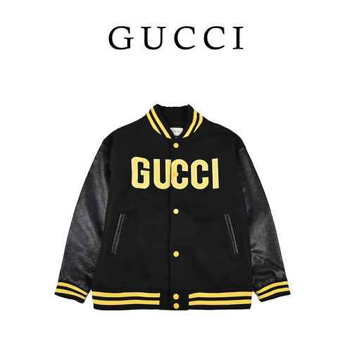 Giacca da baseball con maniche in pelle Gucci Gucci