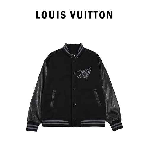 Bomber Louis Vuitton in pelle patchwork con maniche