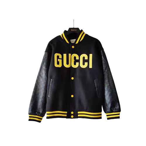 Giacca da baseball con maniche in pelle Gucci Gucci