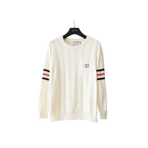 Gucci Maglione monopetto a maniche lunghe ricamato Gucci con piccolo logo