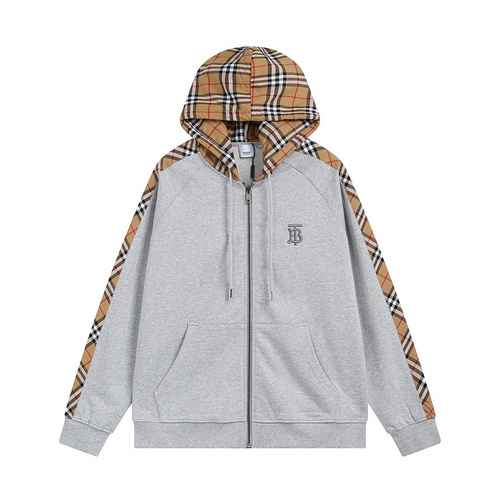 BurberryCappotto maglione con cerniera con piccolo pannello scozzese ricamato Burberry 23Fw