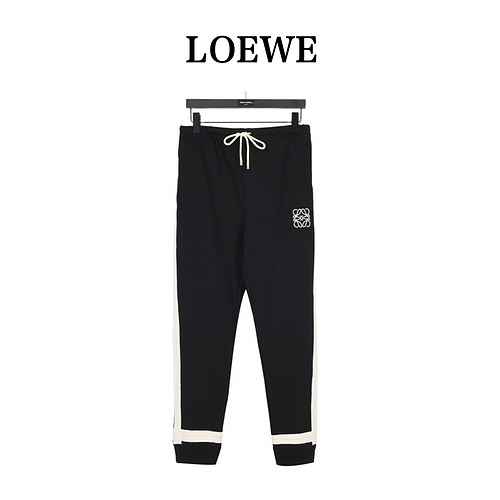 LoeweLoewe 23Fw Pantaloni con scollo tondo ricamato con nastro intrecciato colorato