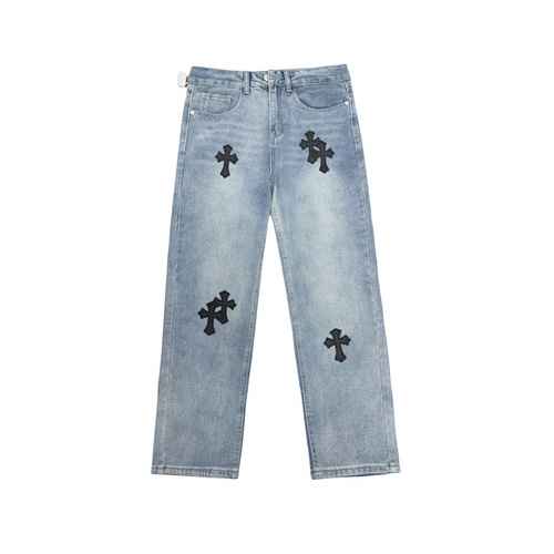 Jeans incrociati in pelle vecchia con lavaggio blu denim classico CHCroix