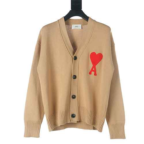 Cardigan maglione ricamato a cuore AMI PARIS 21FW