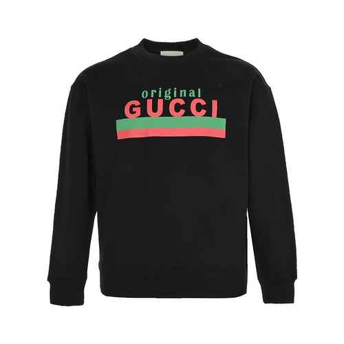 Gucci Maglione girocollo con stampa lettera a righe rosse verdi 23Fw Gucci