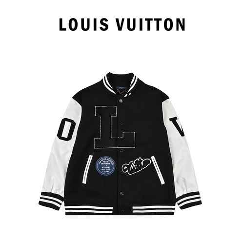 Bomber Louis Vuitton in pelle patchwork con maniche