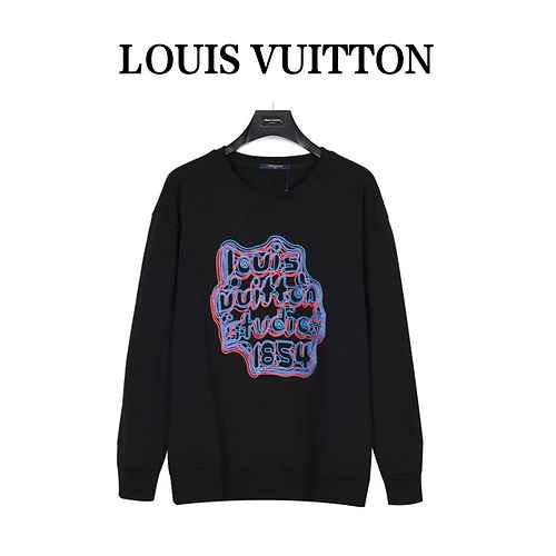 Louis VuittonMaglione girocollo in cotone ricamato stile geometrico Louis Vuitton anni 23