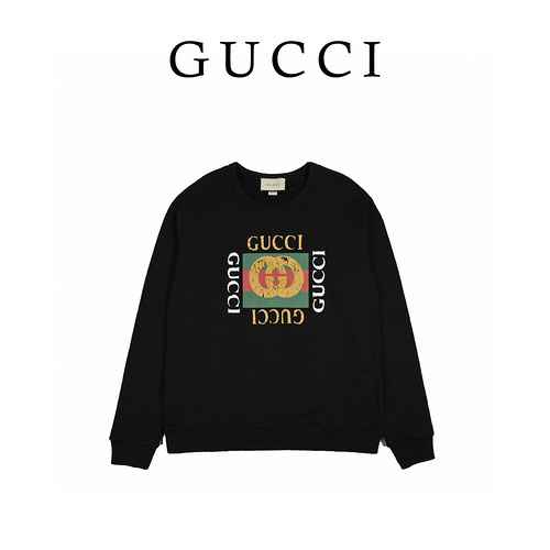 Maglione girocollo stampato con lettera logo quadrato classico invecchiato Gucci