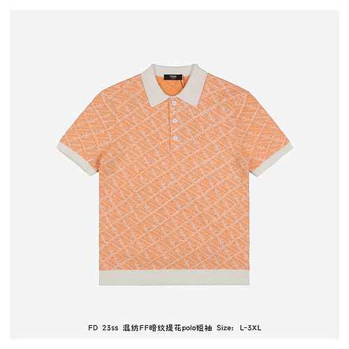 Polo FD 23ss in misto FF jacquard scuro a maniche corte