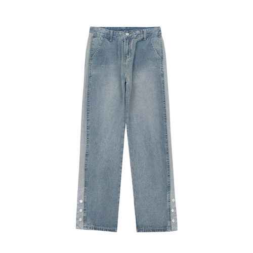 Maison MargielaMM6 jeans classici denim patchwork effetto lavato con petto blu