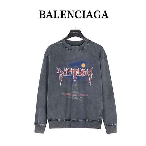 BalencigaMaglione girocollo vintage Balencica 23Fw Tower Letter Print Wash