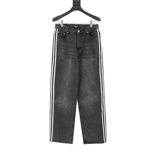 BLCG X Adidas Co branded Striped Edge Wash Denim Pants