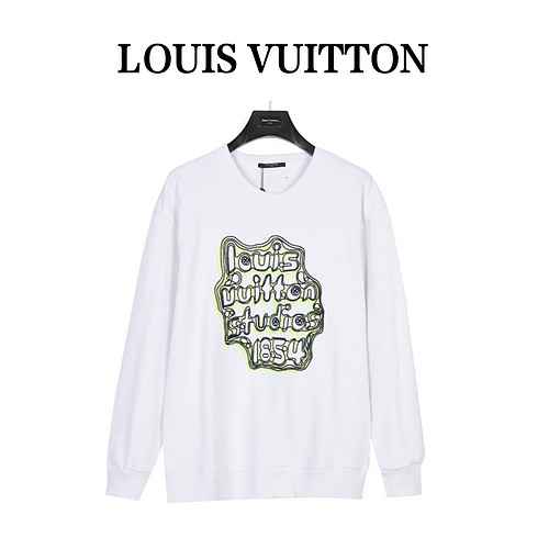 Louis VuittonMaglione girocollo in cotone ricamato stile geometrico Louis Vuitton anni 23